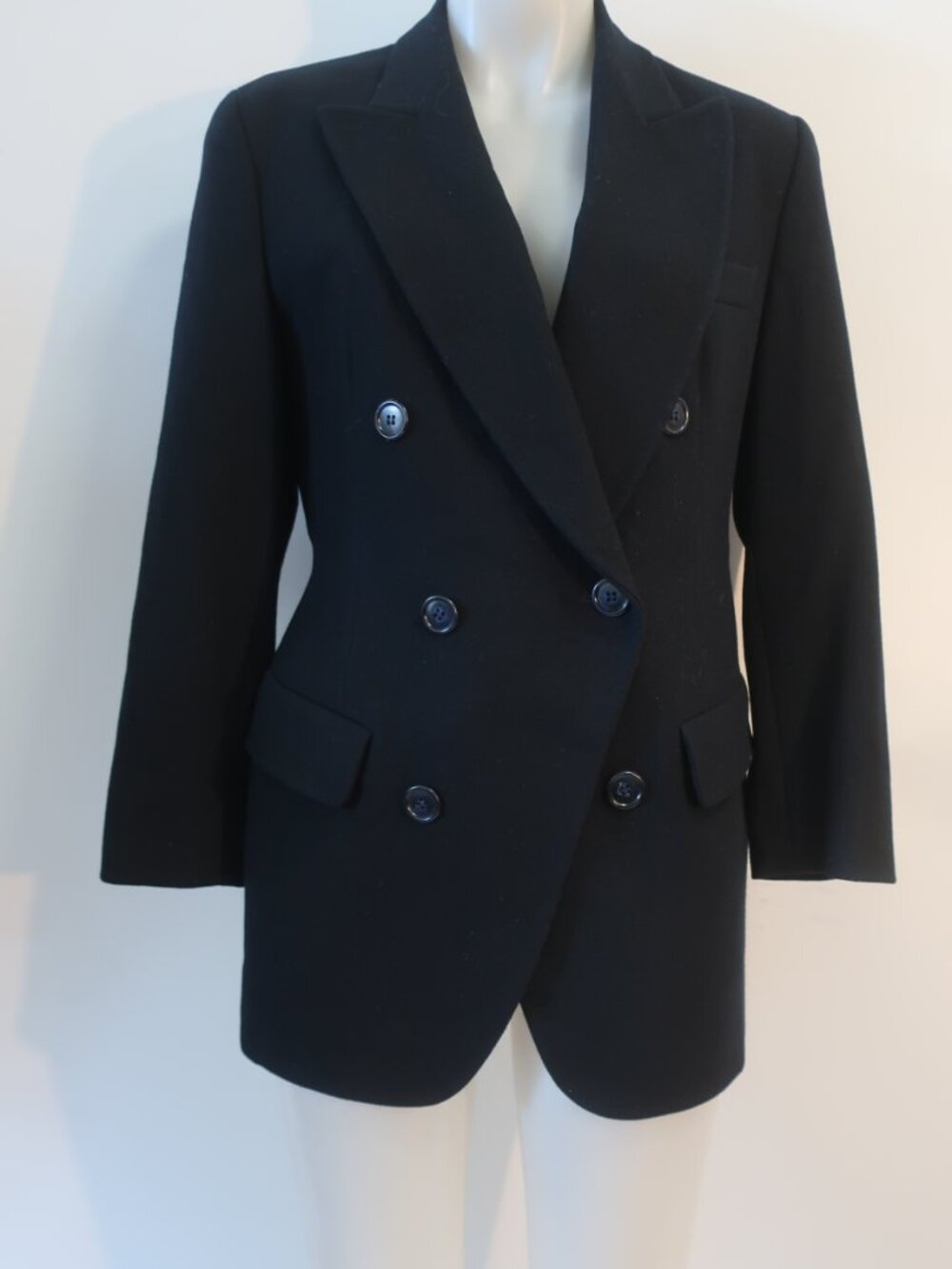 Womens Donna Karan Dark Navy Blue (Item- 214) Pure Wool Double Breasted Blazer 6